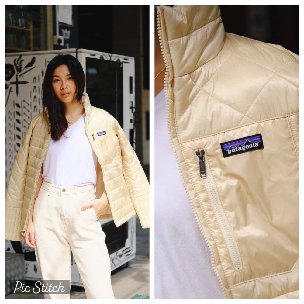 Patagonia Pale Yellow Quilted Puffer Jacket